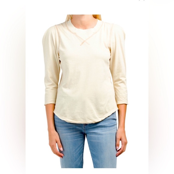 Free People Tops - NWT FREE PEOPLE Clover Top  three-quarter length sleeve, Oatmealsize medium